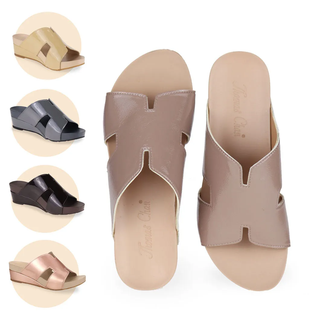 [20% off at cart] H-Strap Low Wedge Slides