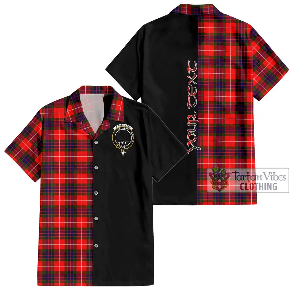 Abernethy Tartan Short Sleeve Button Shirt with Family Crest and Half Of Me Style