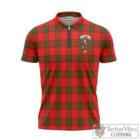 Adair Tartan Zipper Polo Shirt with Family Crest