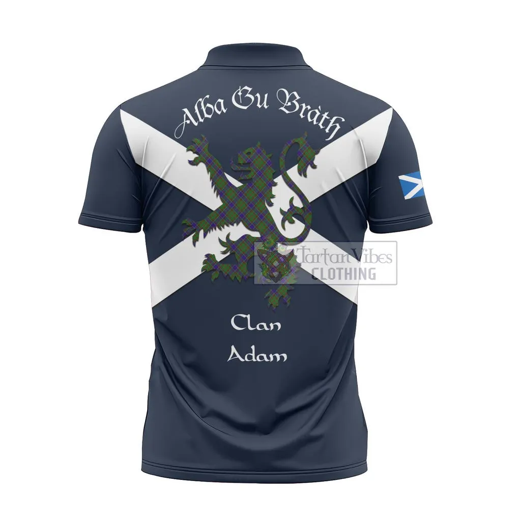 Adam Tartan Lion Rampant Zipper Polo Shirt Proudly Display Your Heritage with Alba Gu Brath and Clan Name