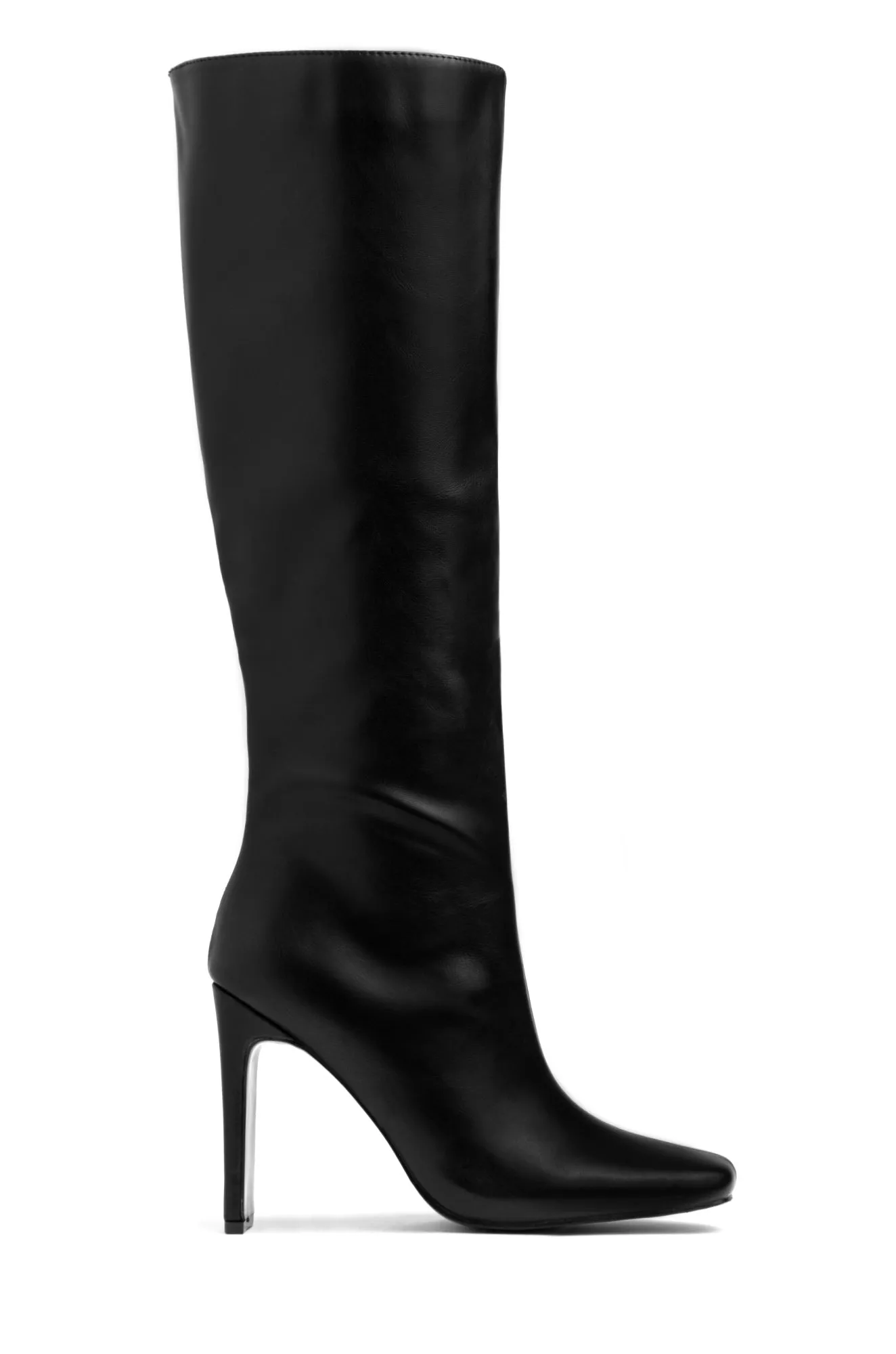 Adelaisa Knee High Heel Boots - Croc Black