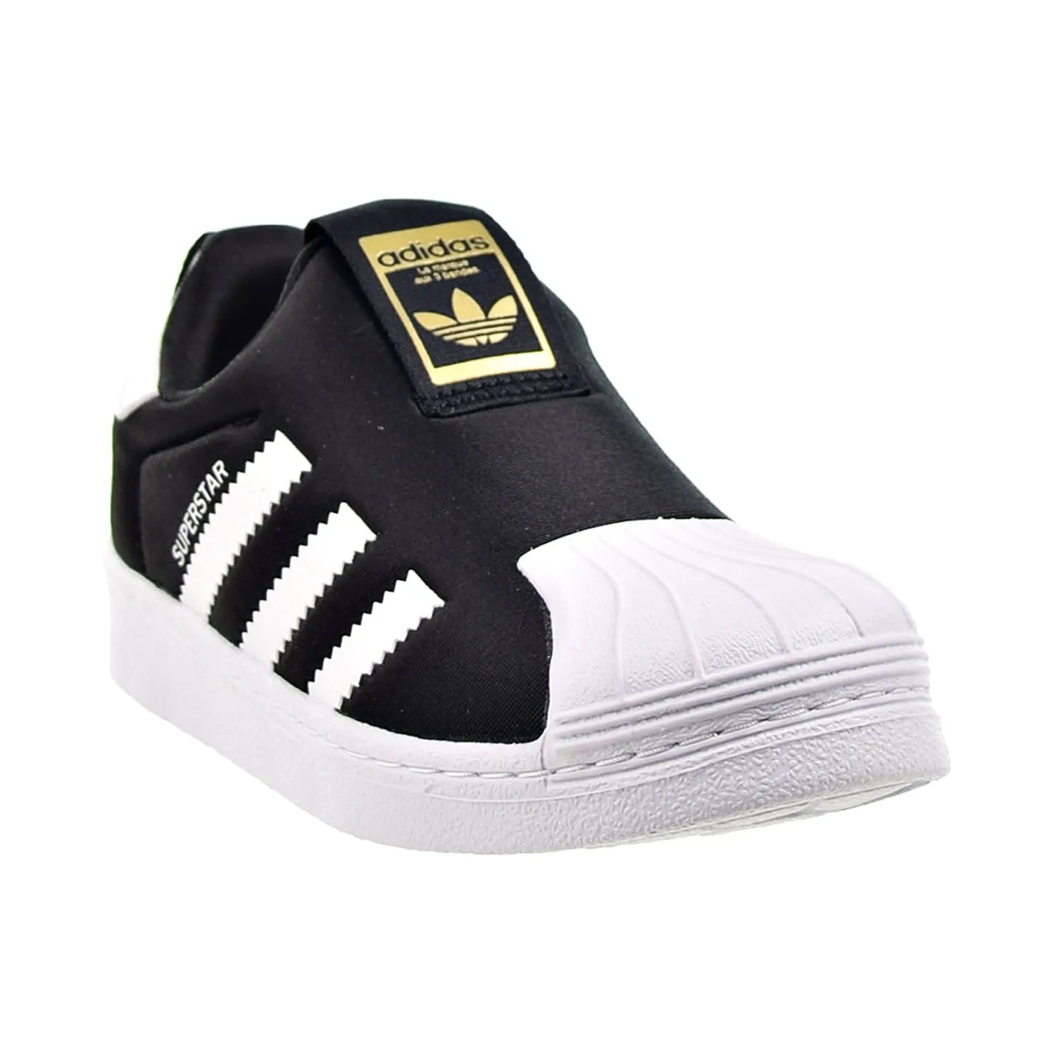 Adidas Superstar 360 Little Kids' Slip-On Shoes Core Black-White-Gold Metallic