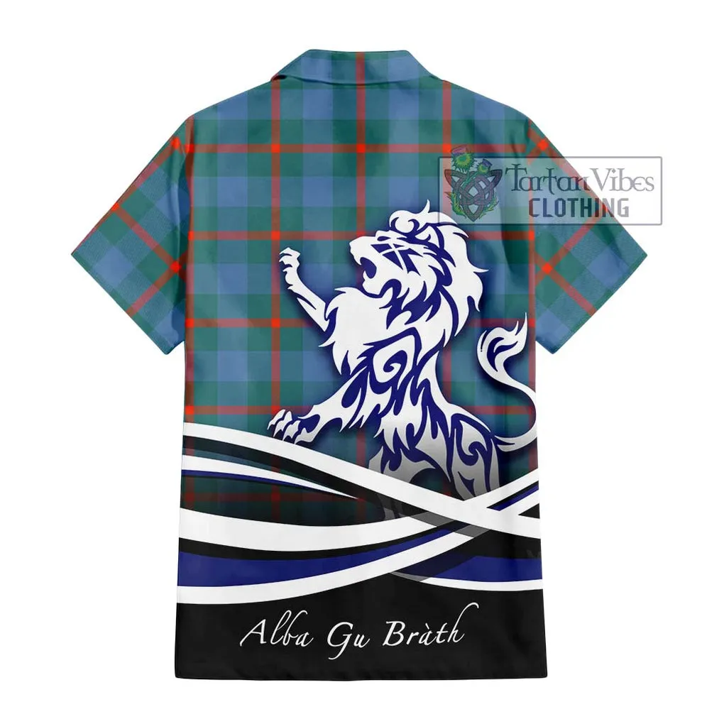 Agnew Ancient Tartan Short Sleeve Button Shirt with Alba Gu Brath Regal Lion Emblem