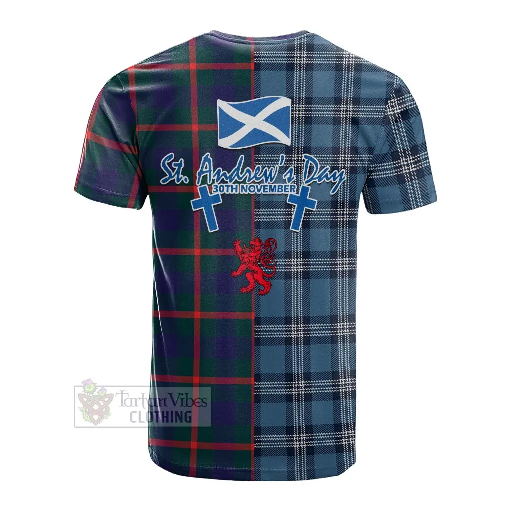 Agnew Tartan Cotton T-shirt Happy St. Andrew's Day Half Tartan Style