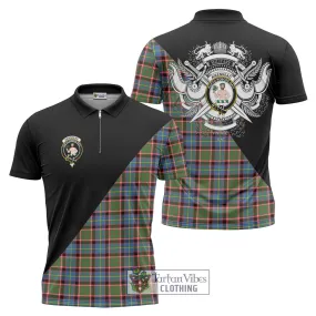 Aikenhead Tartan Zipper Polo Shirt with Family Crest and Military Logo Style