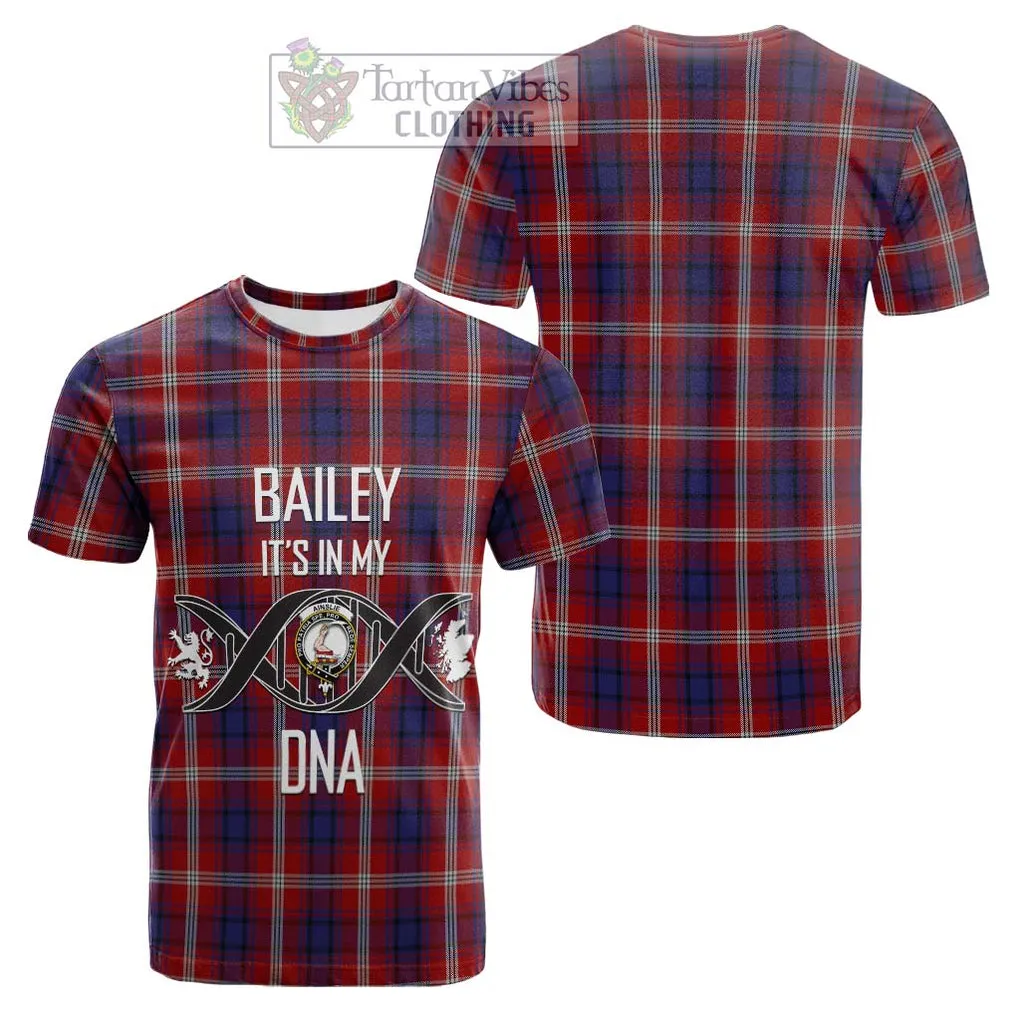 Ainslie Tartan Cotton T-shirt with Family Crest DNA In Me Style