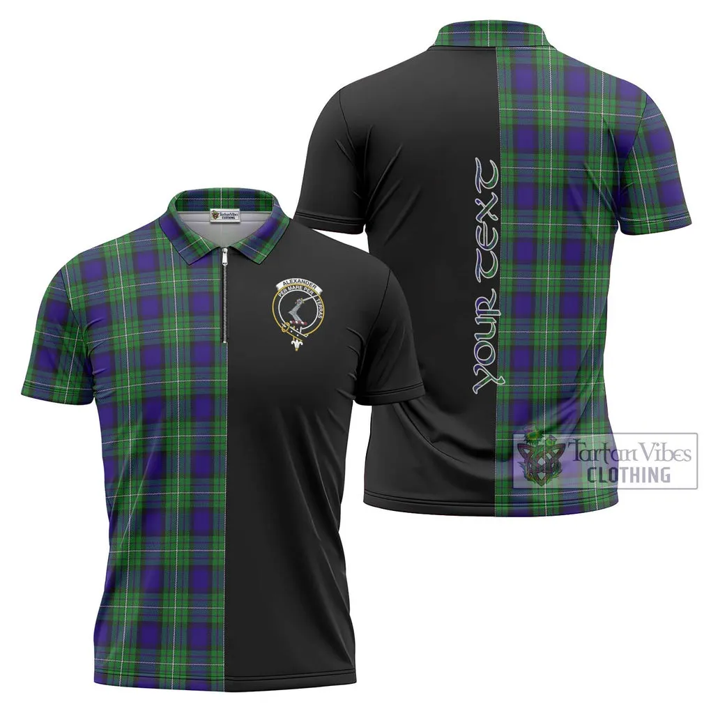 Alexander Tartan Zipper Polo Shirt with Family Crest and Half Of Me Style