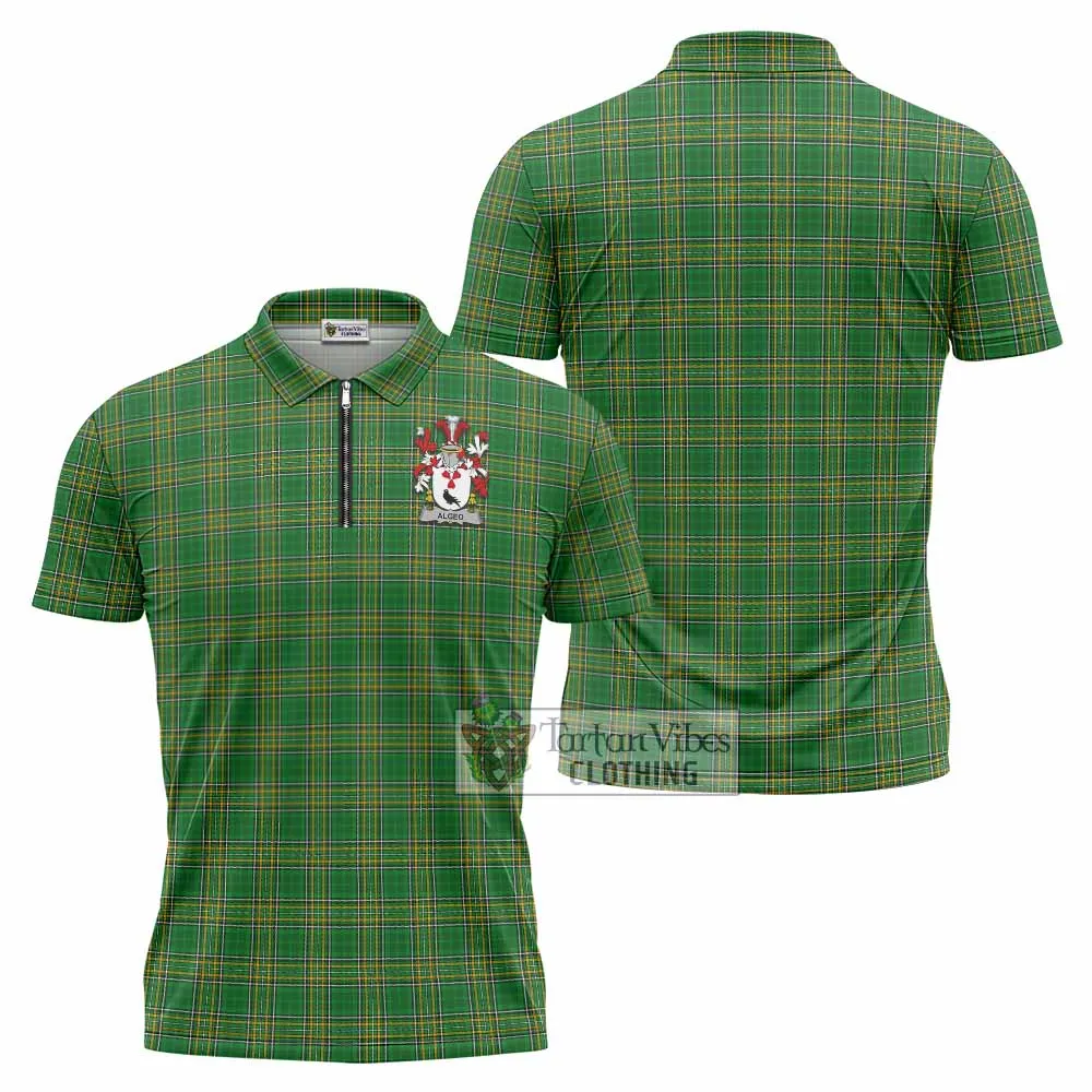 Algeo Irish Clan Tartan Zipper Polo Shirt with Coat of Arms