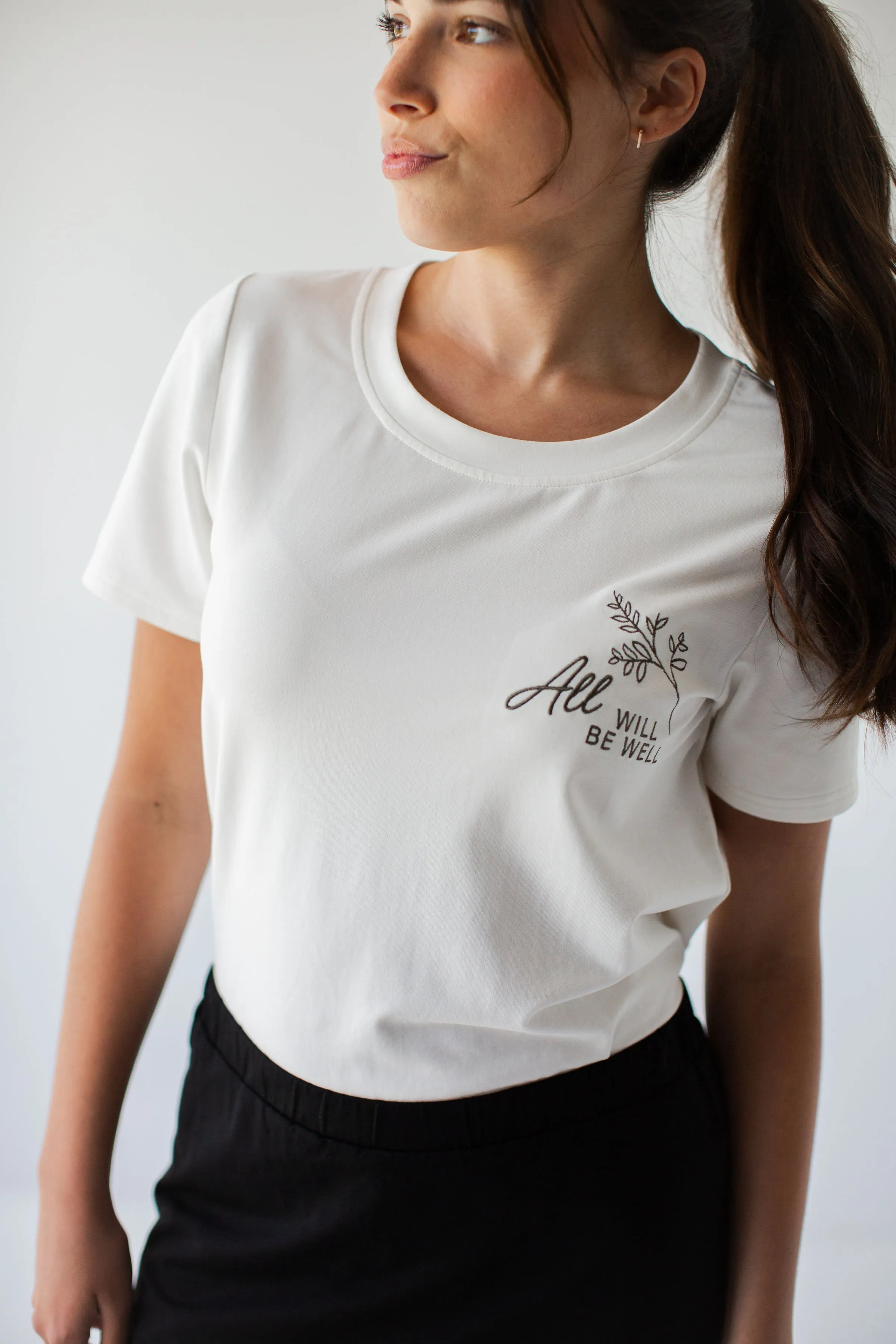 'All Will Be Well' Embroidered Graphic Tee