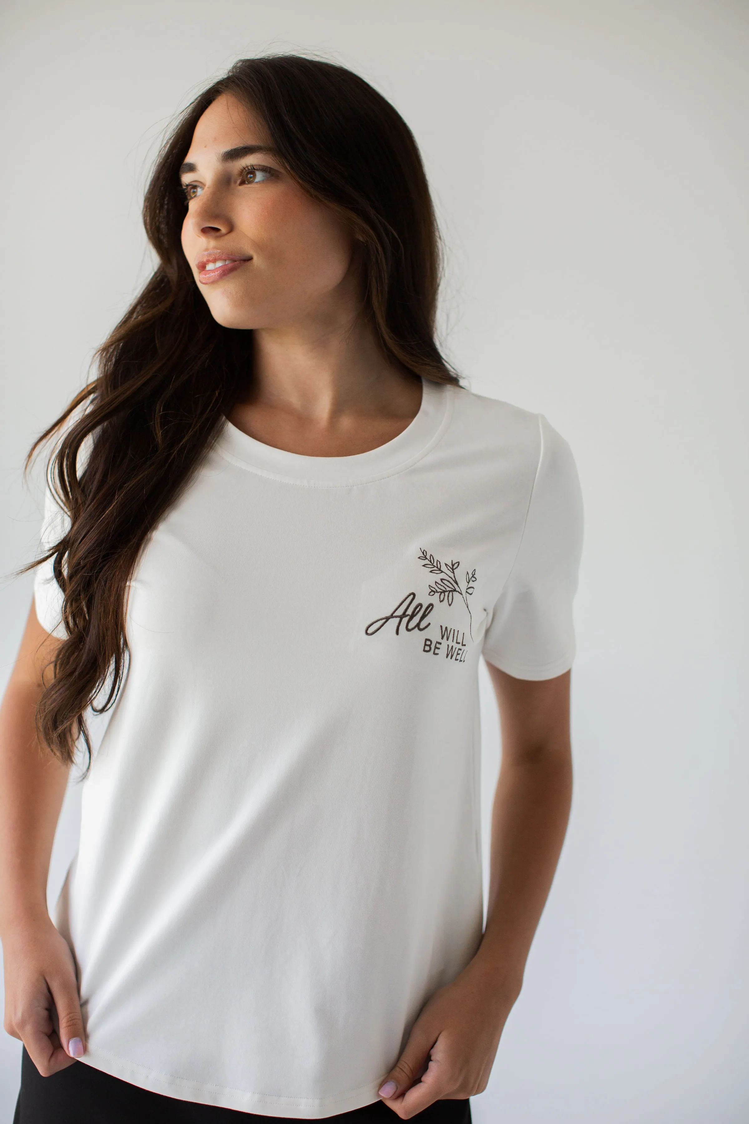 'All Will Be Well' Embroidered Graphic Tee