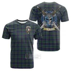 Allardice Tartan Cotton T-shirt with Family Crest Celtic Skull Style