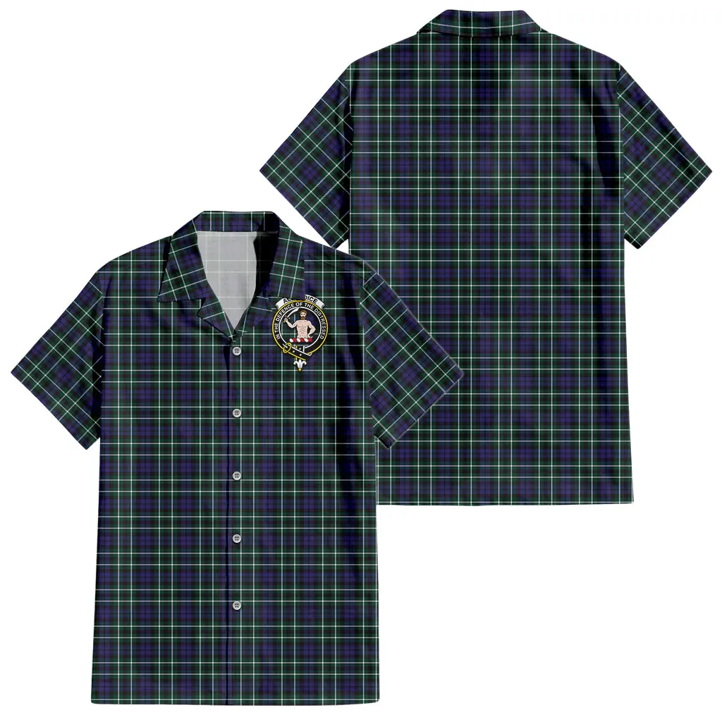 Allardice Tartan Short Sleeve Button Down Shirt with Family Crest