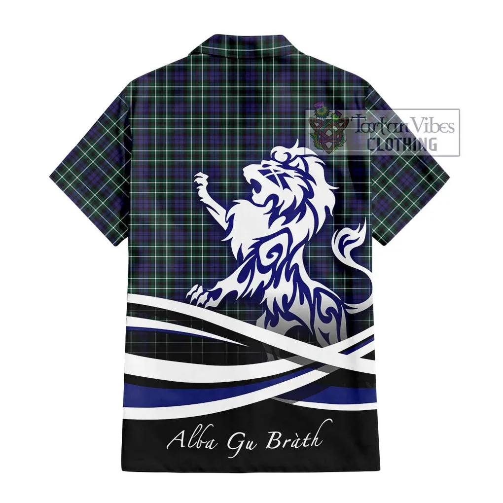 Allardice Tartan Short Sleeve Button Shirt with Alba Gu Brath Regal Lion Emblem