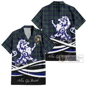 Allardice Tartan Short Sleeve Button Shirt with Alba Gu Brath Regal Lion Emblem