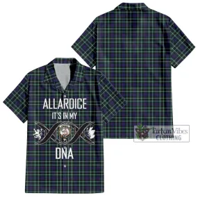 Allardice Tartan Short Sleeve Button Shirt with Family Crest DNA In Me Style