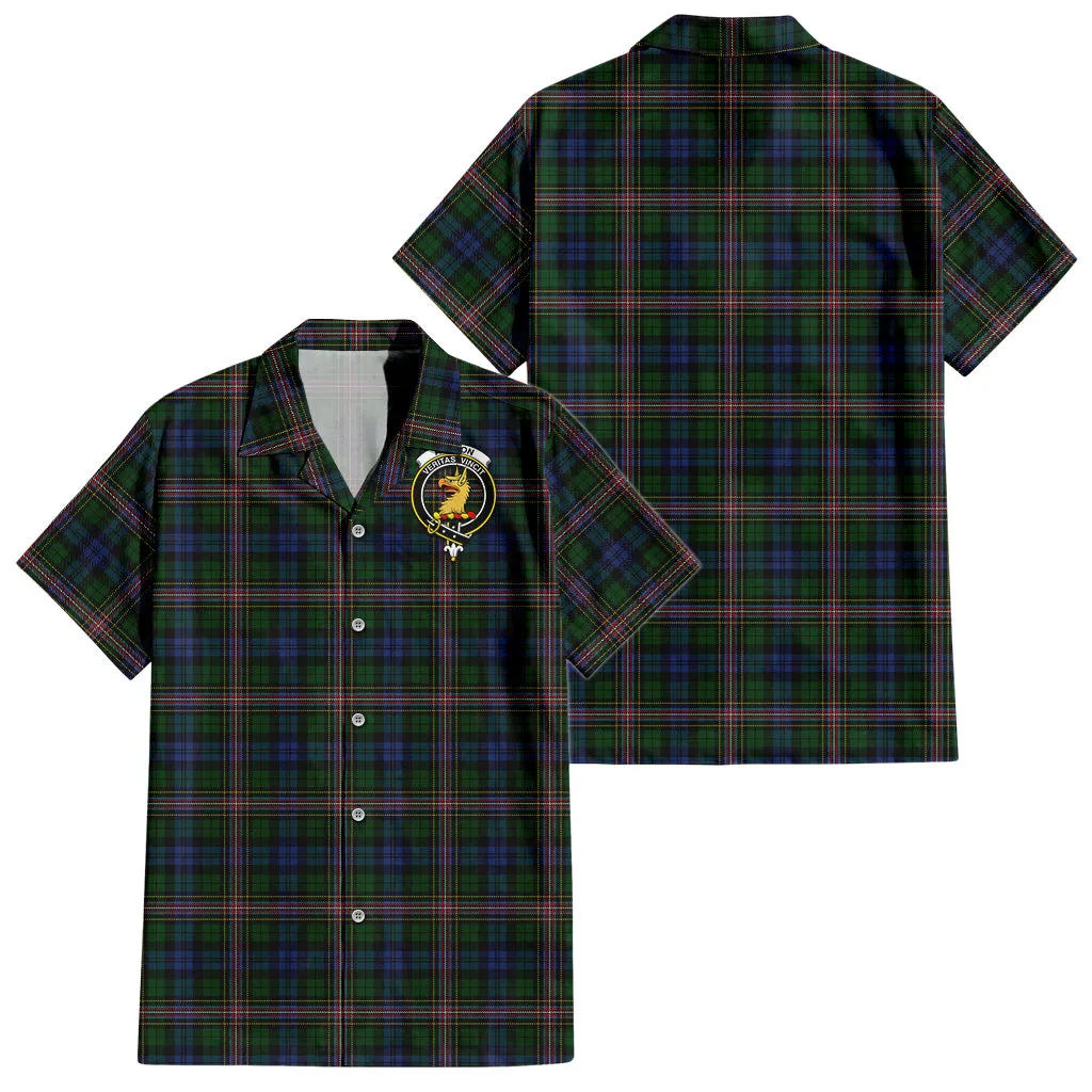 Allison Tartan Short Sleeve Button Down Shirt with Family Crest