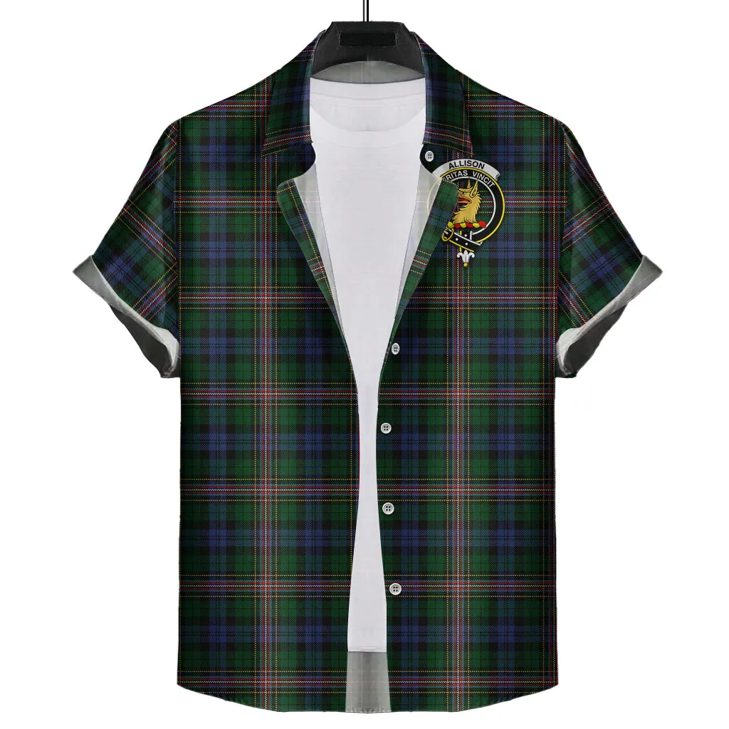 Allison Tartan Short Sleeve Button Down Shirt with Family Crest