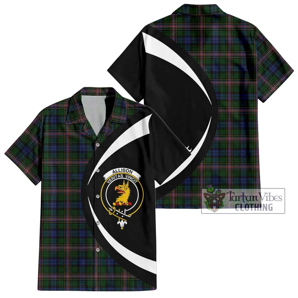 Allison Tartan Short Sleeve Button Up with Family Crest Circle Style