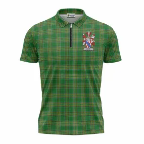 Amory Irish Clan Tartan Zipper Polo Shirt with Coat of Arms