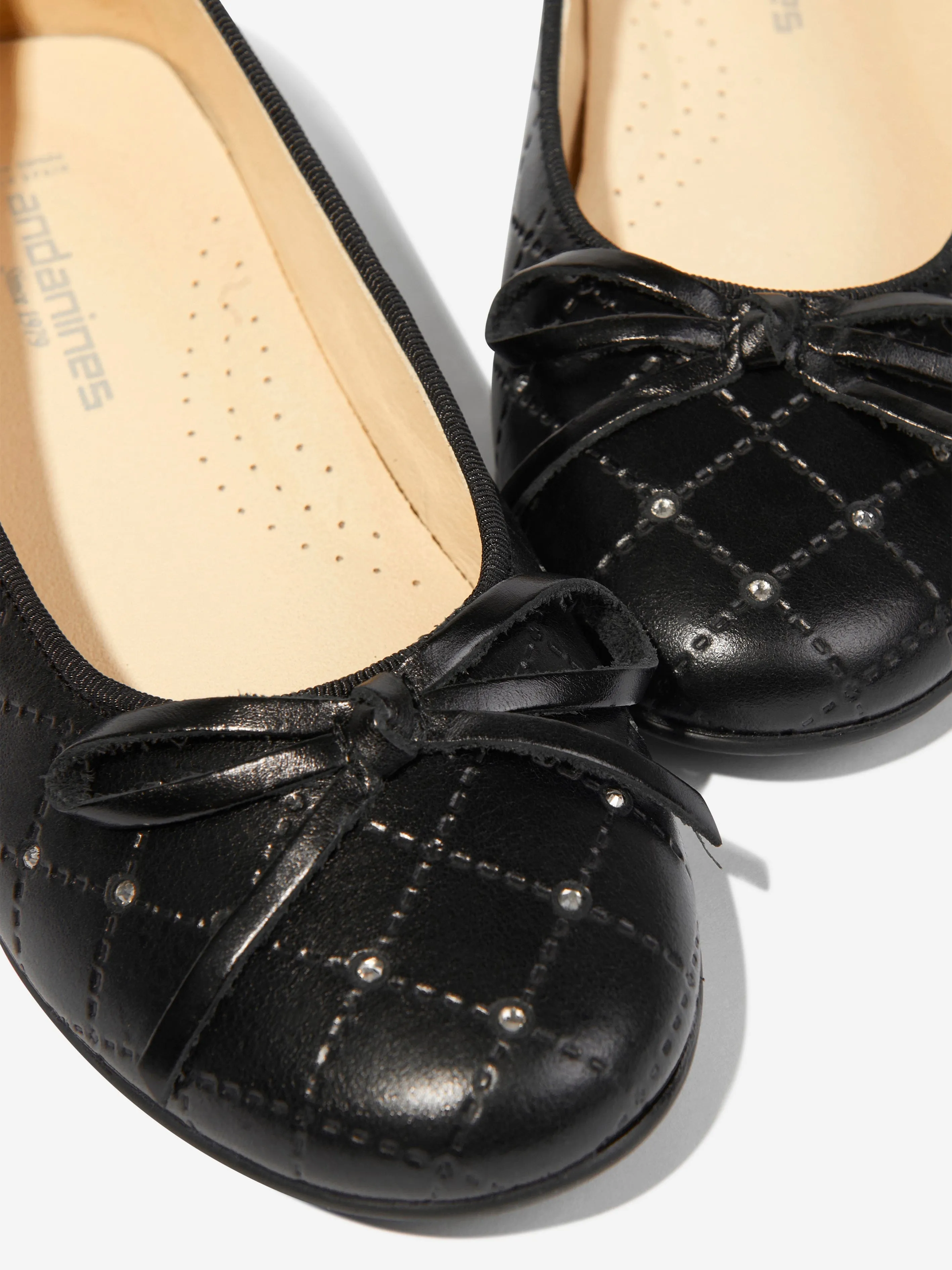 Andanines Girls Leather Ballerinas in Black