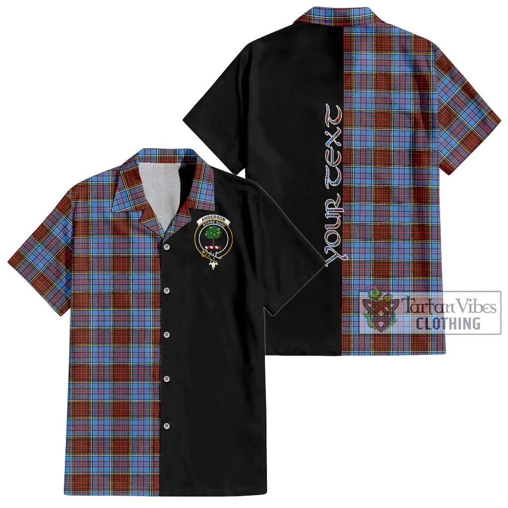 Anderson Modern Tartan Short Sleeve Button Shirt with Family Crest and Half Of Me Style