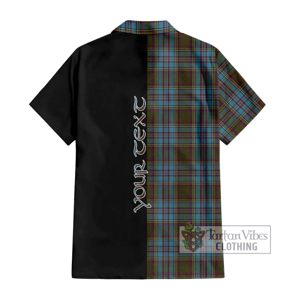 Anderson Tartan Short Sleeve Button Shirt with Family Crest and Half Of Me Style