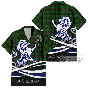 Anstruther Tartan Short Sleeve Button Shirt with Alba Gu Brath Regal Lion Emblem