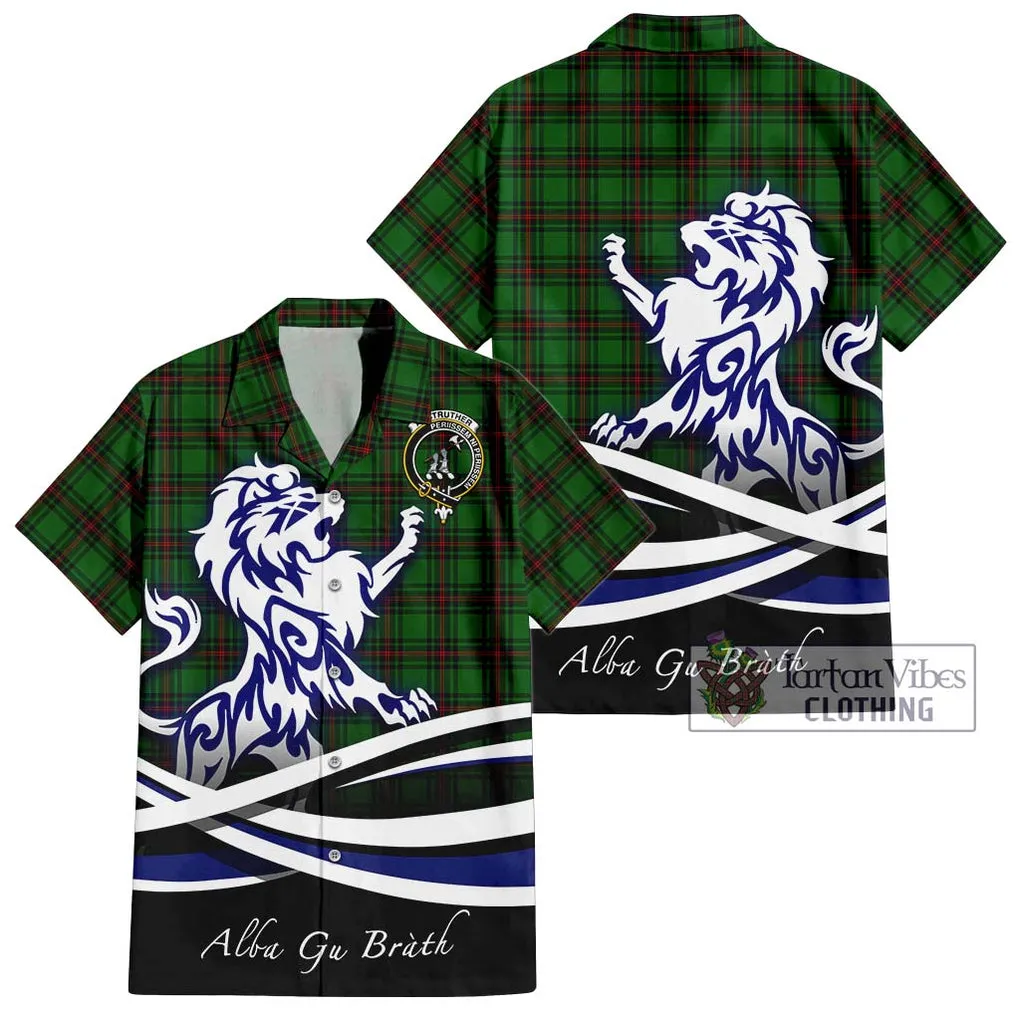 Anstruther Tartan Short Sleeve Button Shirt with Alba Gu Brath Regal Lion Emblem