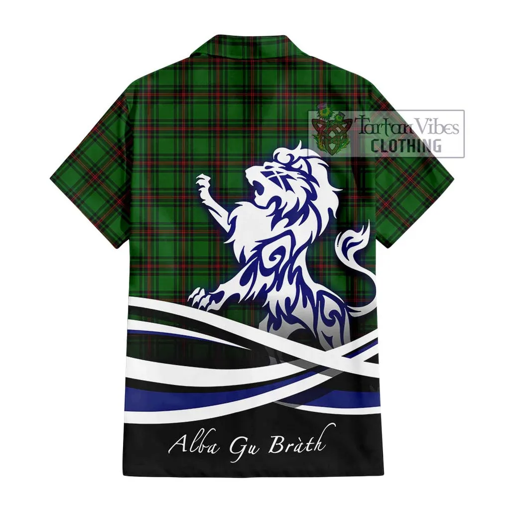 Anstruther Tartan Short Sleeve Button Shirt with Alba Gu Brath Regal Lion Emblem