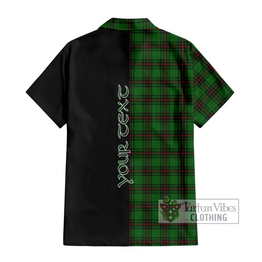 Anstruther Tartan Short Sleeve Button Shirt with Family Crest and Half Of Me Style