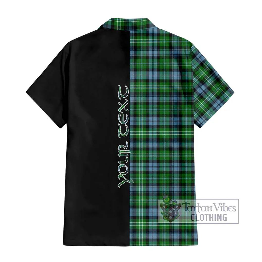 Arbuthnot Ancient Tartan Short Sleeve Button Shirt with Family Crest and Half Of Me Style