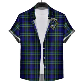 Arbuthnot Modern Tartan Short Sleeve Button Down Shirt with Family Crest