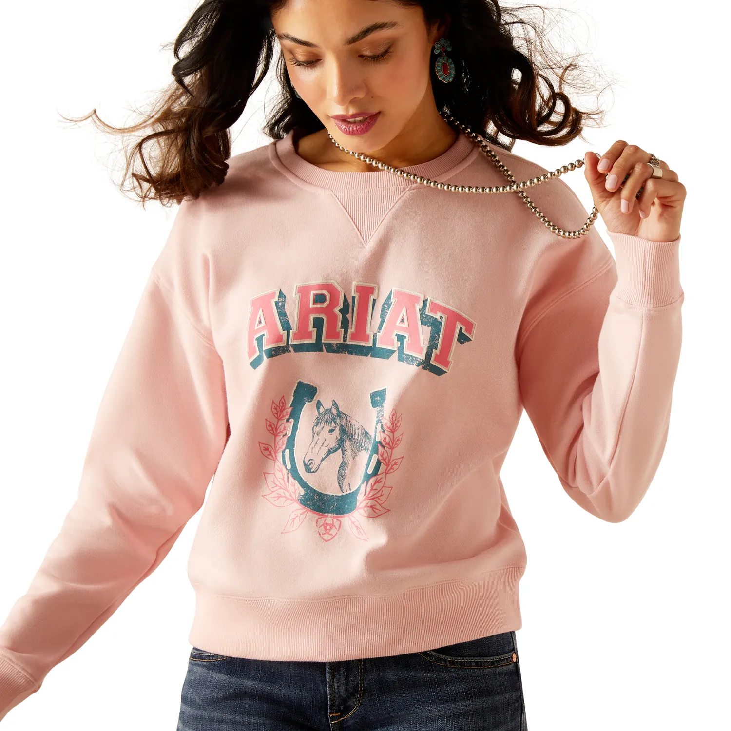 Ariat Women's College Sweatshirt - Blushing Rose