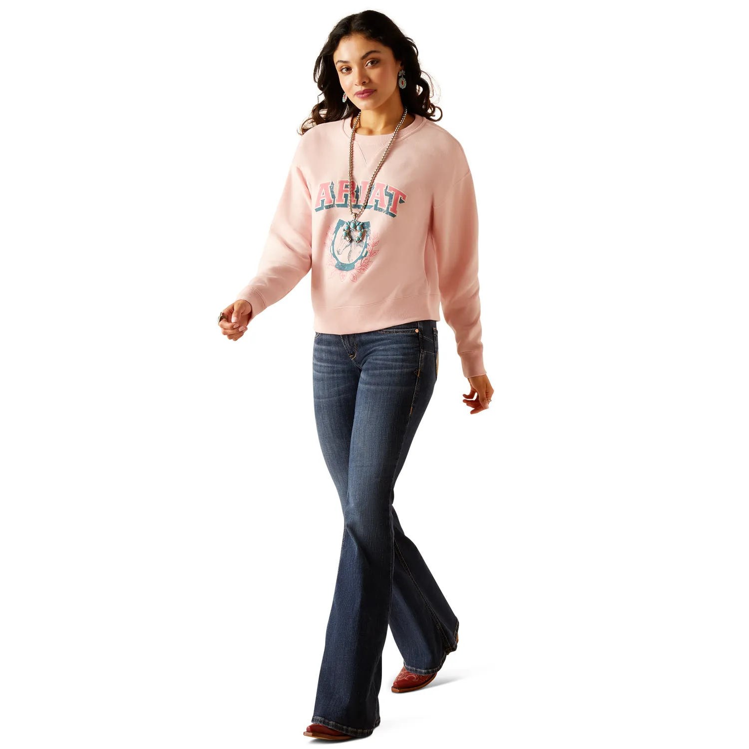 Ariat Women's College Sweatshirt - Blushing Rose