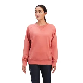 Ariat Womens Rebar Workman Washed Fleece Sweatshirt Faded Rose Heather