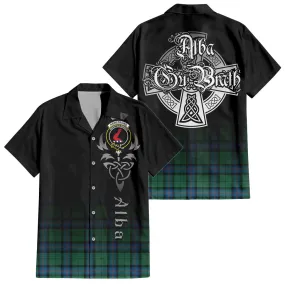 Armstrong Ancient Tartan Short Sleeve Button Up Shirt Featuring Alba Gu Brath Family Crest Celtic Inspired