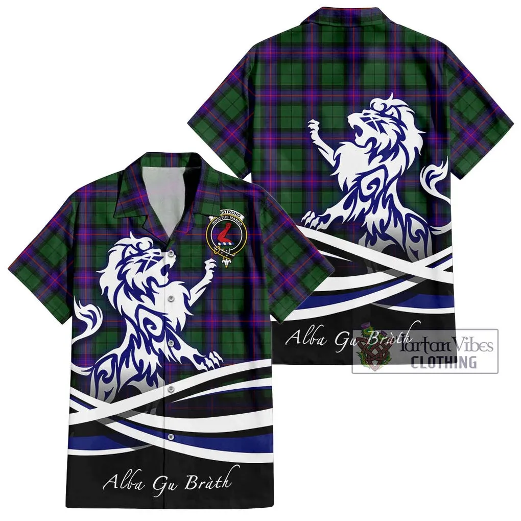 Armstrong Modern Tartan Short Sleeve Button Shirt with Alba Gu Brath Regal Lion Emblem