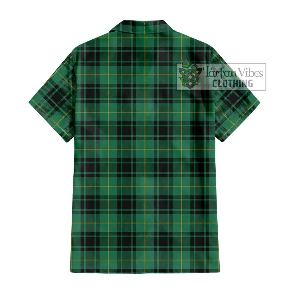 Arthur Ancient Tartan Short Sleeve Button Shirt with Family Crest DNA In Me Style