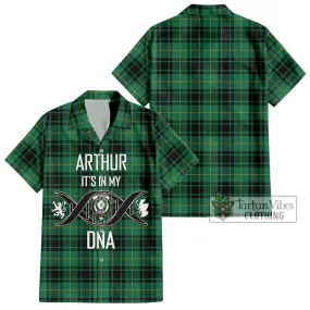 Arthur Ancient Tartan Short Sleeve Button Shirt with Family Crest DNA In Me Style