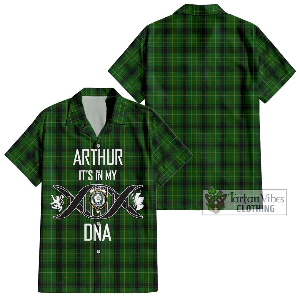 Arthur Highland Tartan Short Sleeve Button Shirt with Family Crest DNA In Me Style