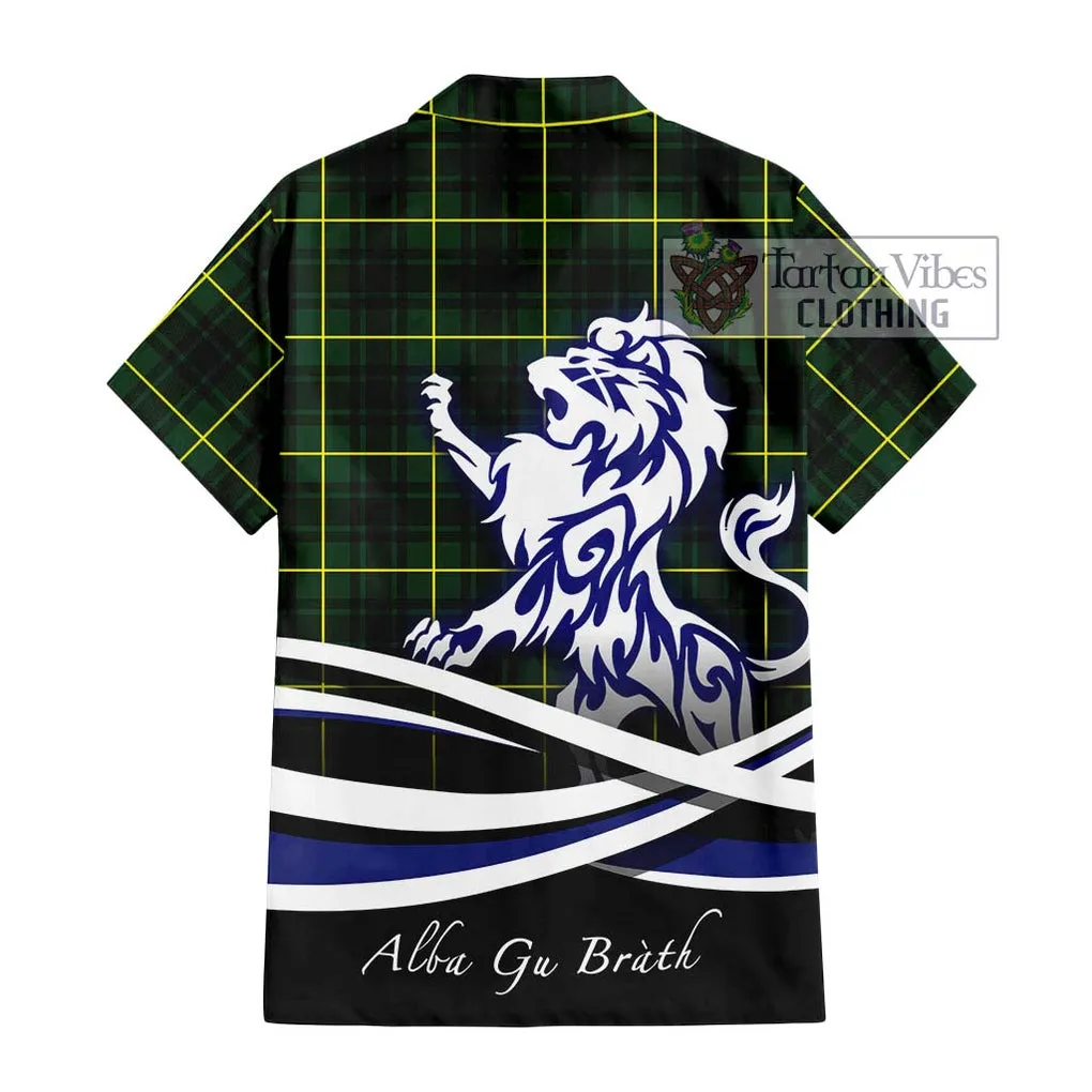 Arthur Modern Tartan Short Sleeve Button Shirt with Alba Gu Brath Regal Lion Emblem