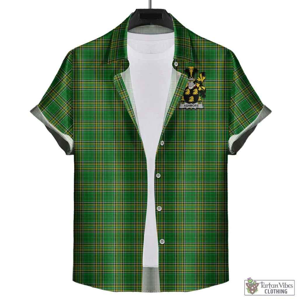 Ashmore Irish Clan Tartan Short Sleeve Button Up with Coat of Arms