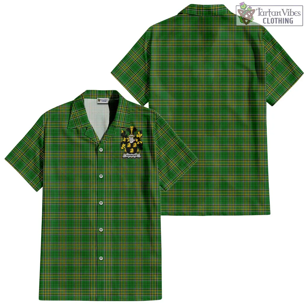 Ashmore Irish Clan Tartan Short Sleeve Button Up with Coat of Arms