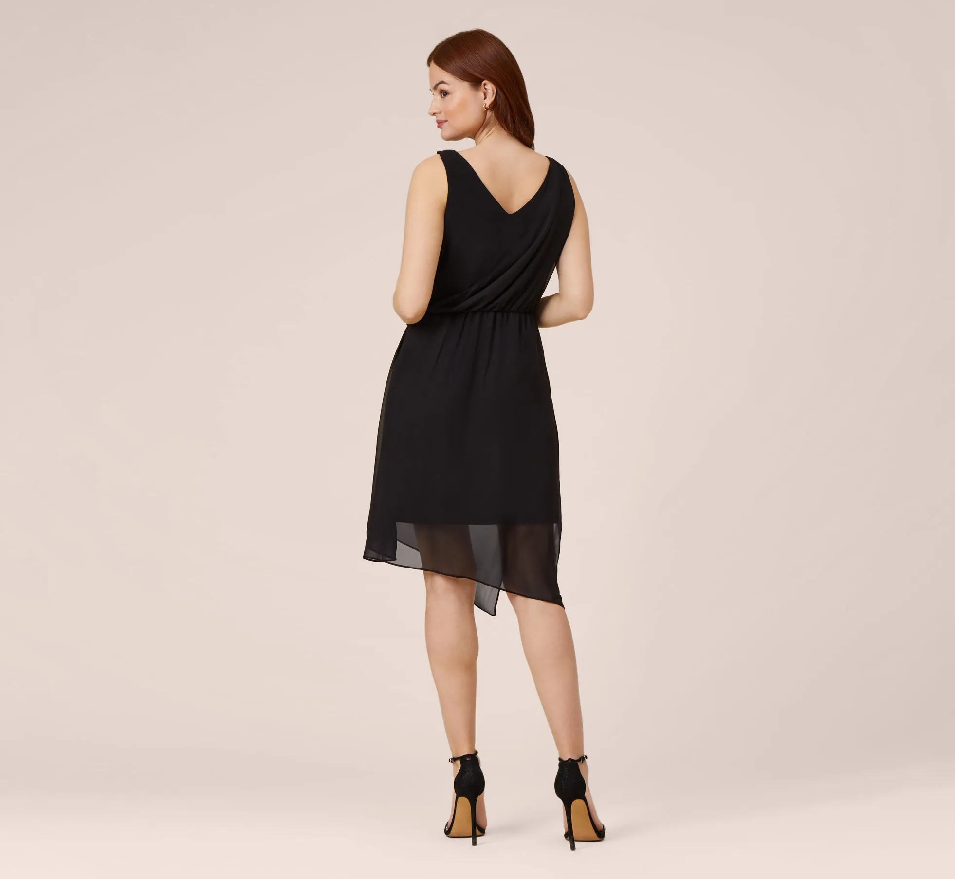 Asymmetrical Draped Dress In Black