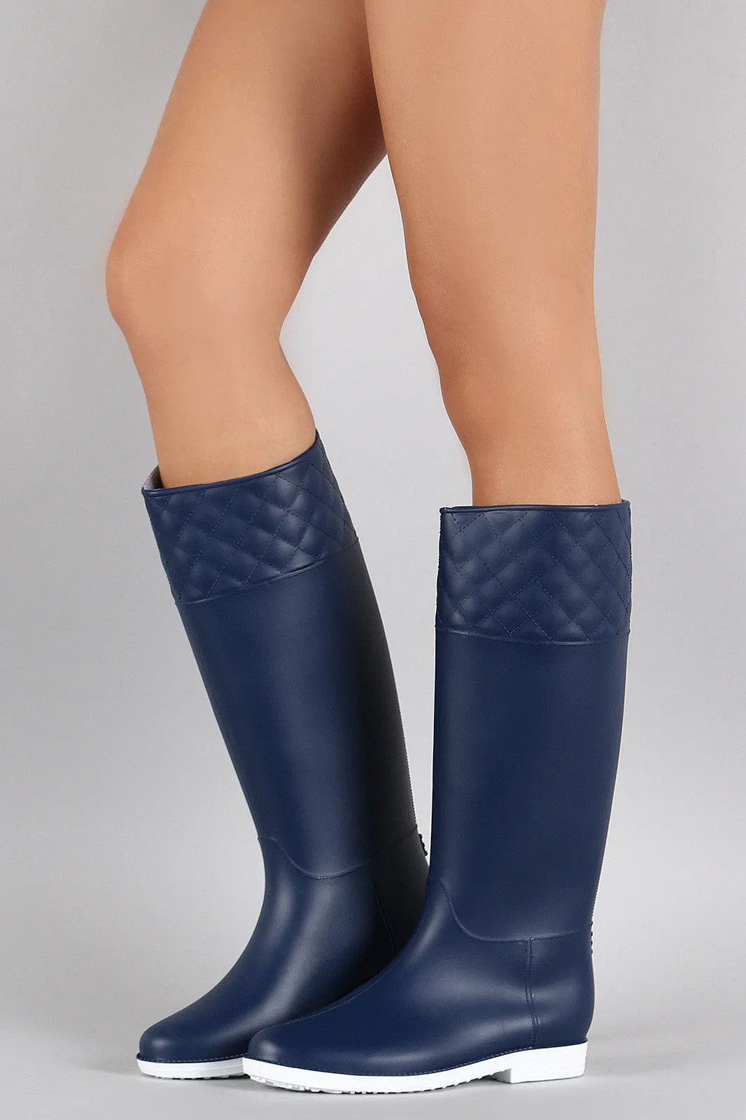 Bamboo Embossed Quilted Pattern Jelly Rain Boots