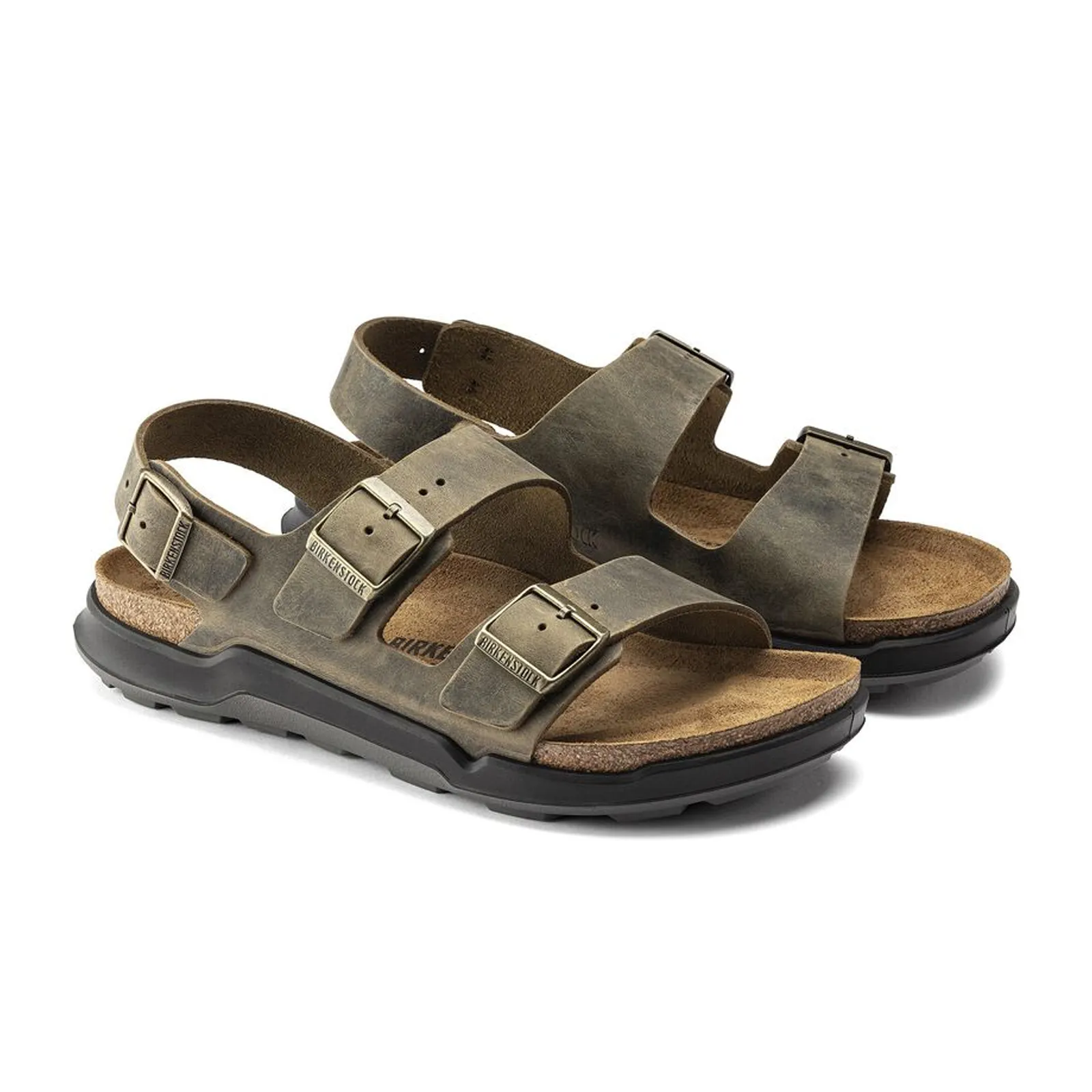 Birkenstock Milano Rugged Backstrap Sandal (Men) - Faded Khaki Oiled Leather