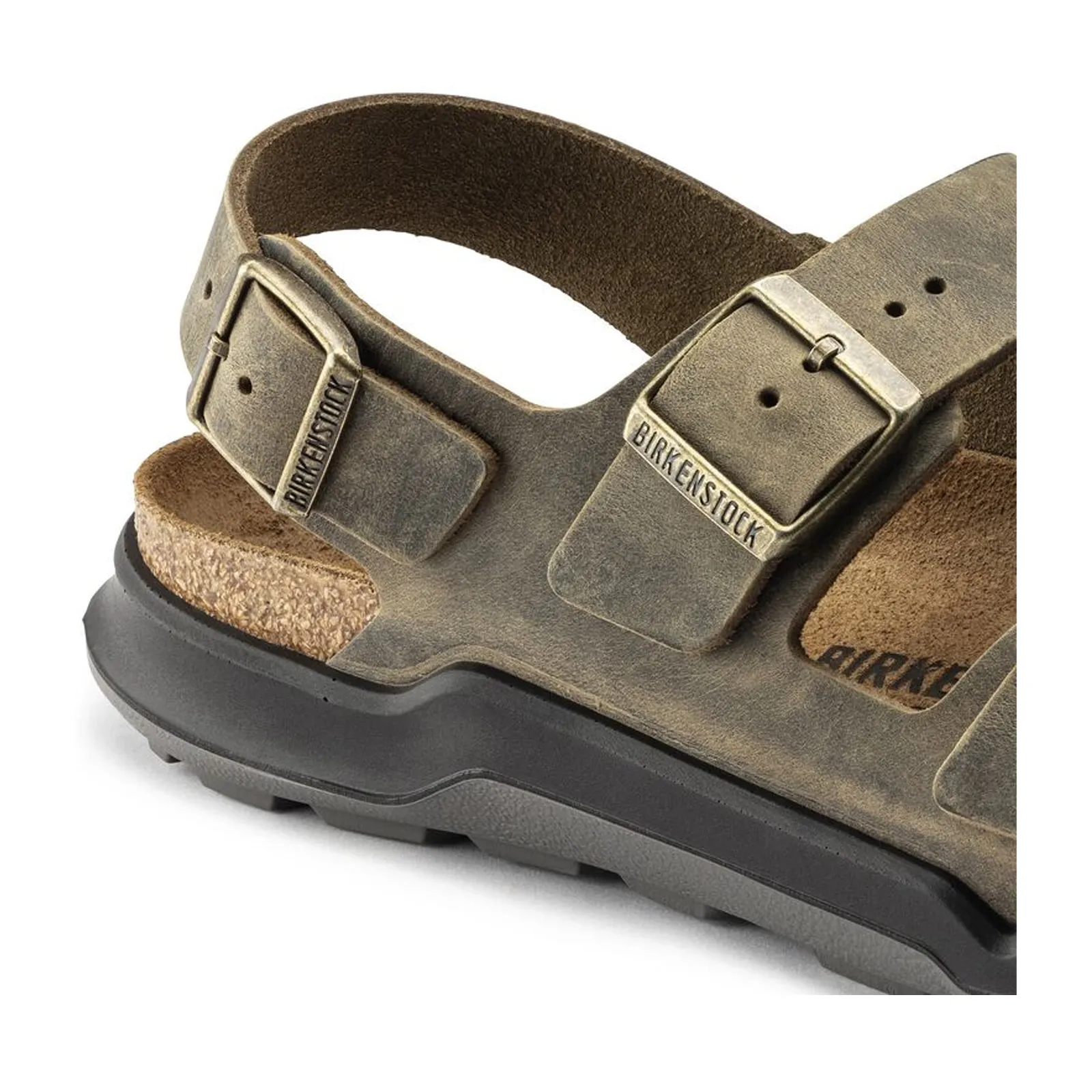 Birkenstock Milano Rugged Backstrap Sandal (Men) - Faded Khaki Oiled Leather