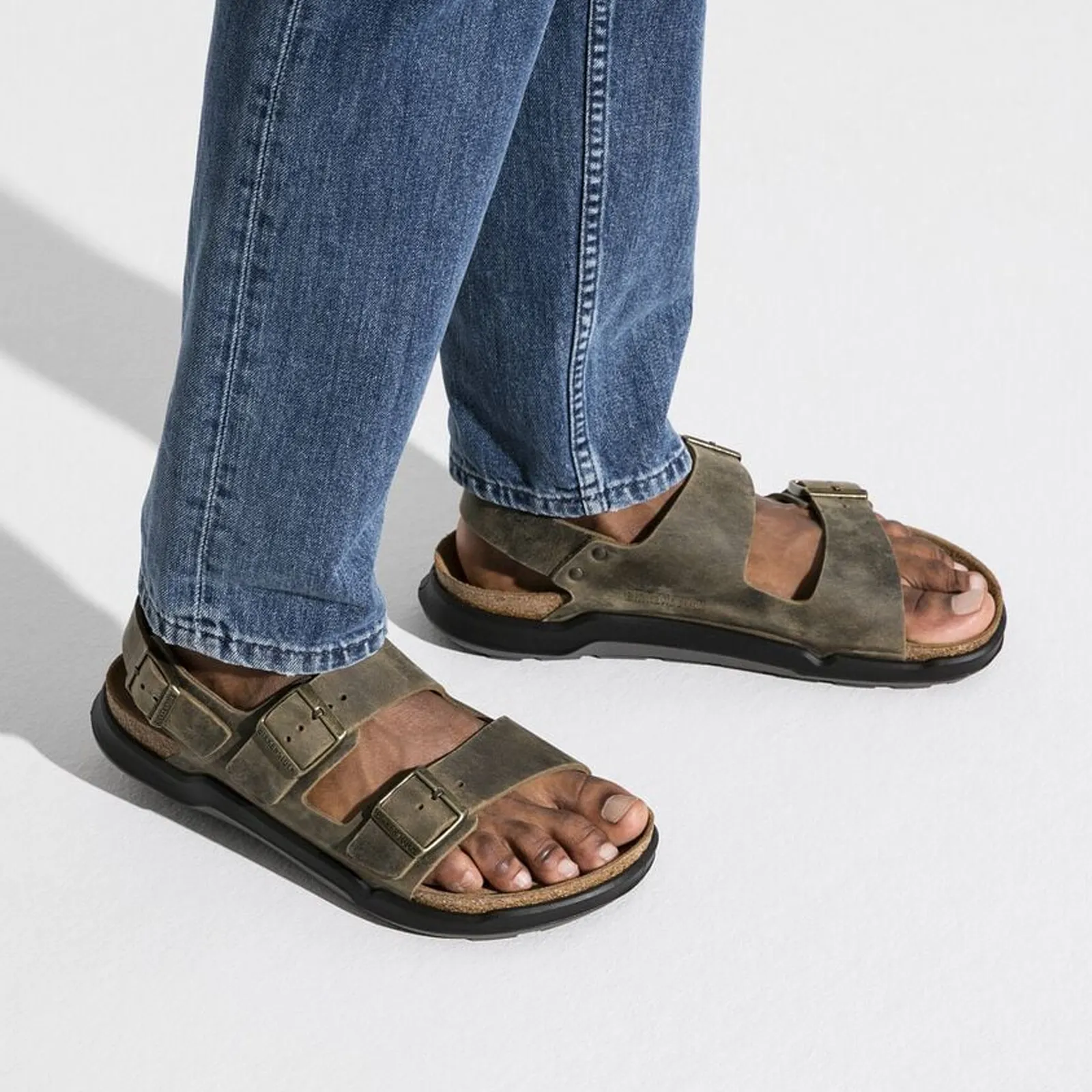 Birkenstock Milano Rugged Backstrap Sandal (Men) - Faded Khaki Oiled Leather