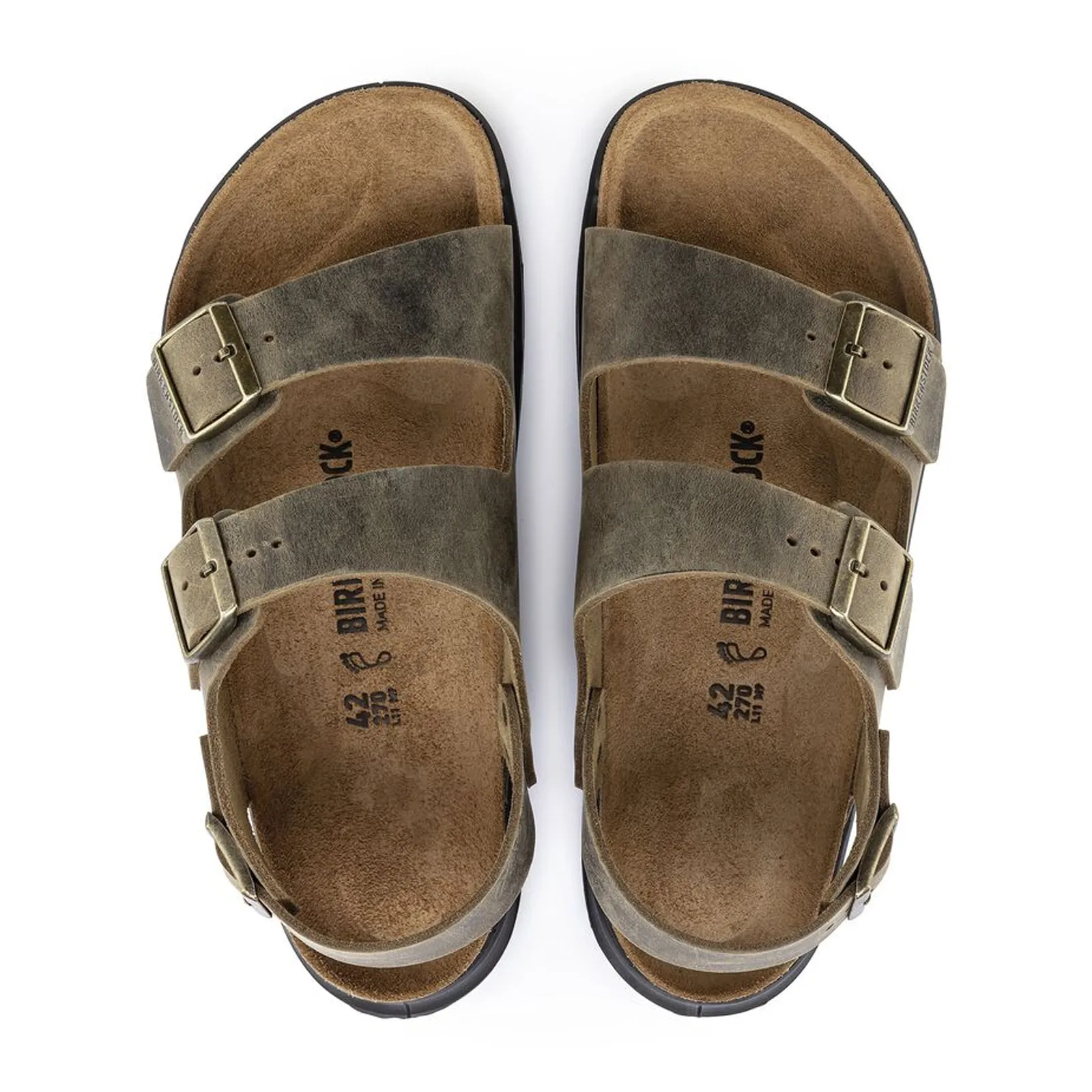 Birkenstock Milano Rugged Backstrap Sandal (Men) - Faded Khaki Oiled Leather