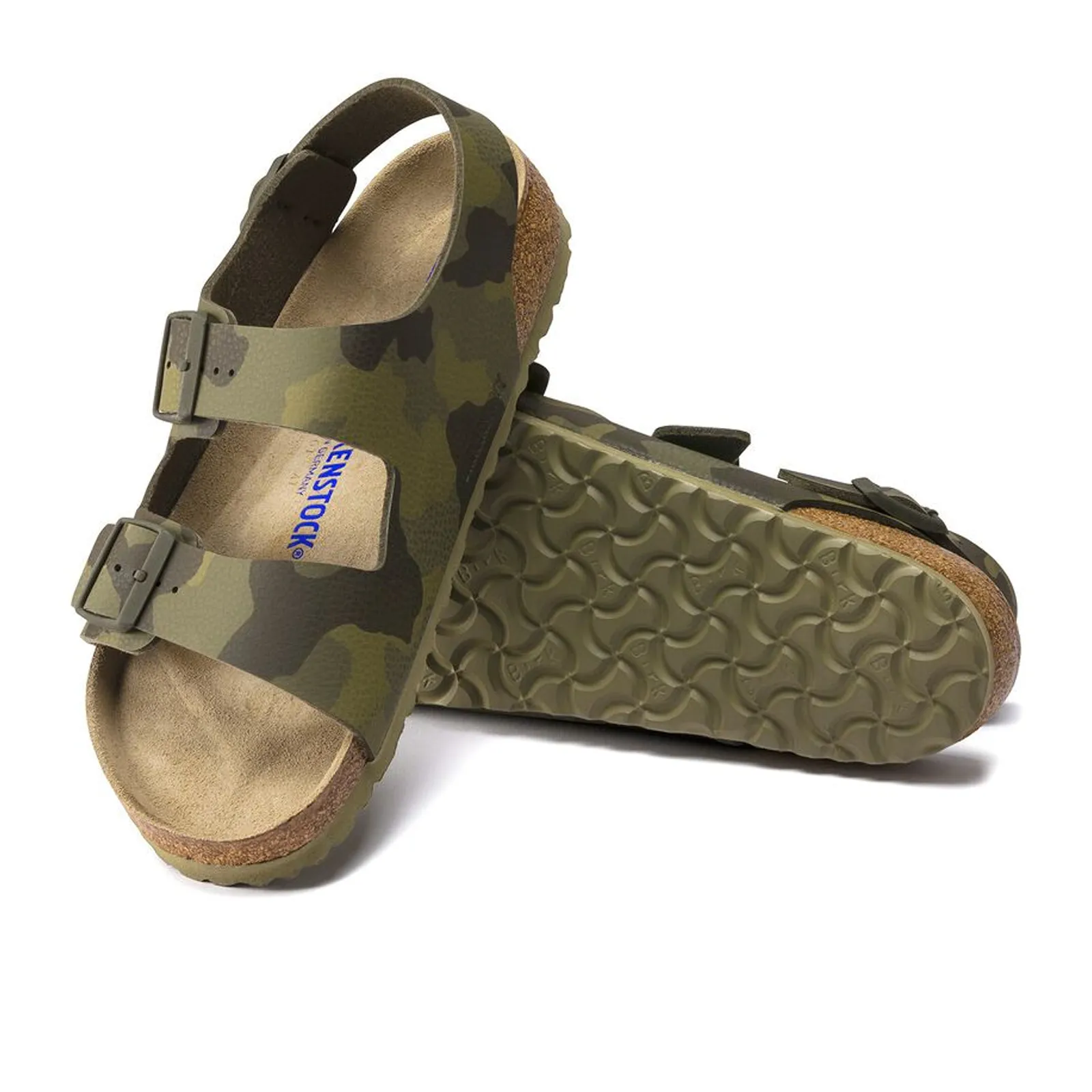 Birkenstock Milano Soft Footbed Backstrap Sandal (Men) - Desert Soil Camo Green Birko-Flor